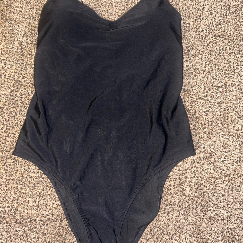 Aerie strappy back one piece swimsuit (black)
